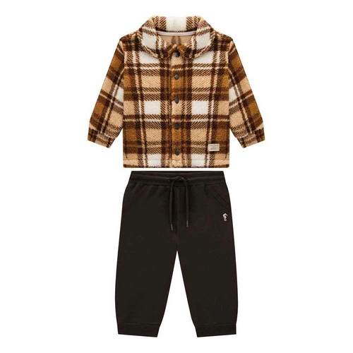 Conjunto Jaqueta em Pelo Tedy Onda Marinha - Masculino