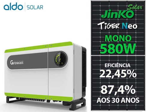 Gerador De Energia Solar Growatt Sem Estrutura Growatt Gf 56,84kwp Jinko Tiger Neo Mono 580w Max 60kw 8mppt Trif 220v