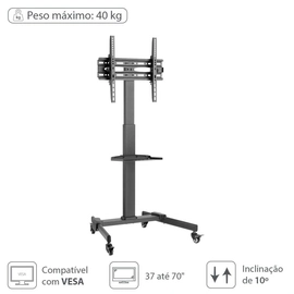 Suporte Rack para Tv Lcd/led/plasma de 37 a 70 Com Suporte para Receptor - Sr150