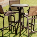 Conjunto de Bistrô  Com 4 banquetas em tela sling  Alumínio Epóxi Caribe