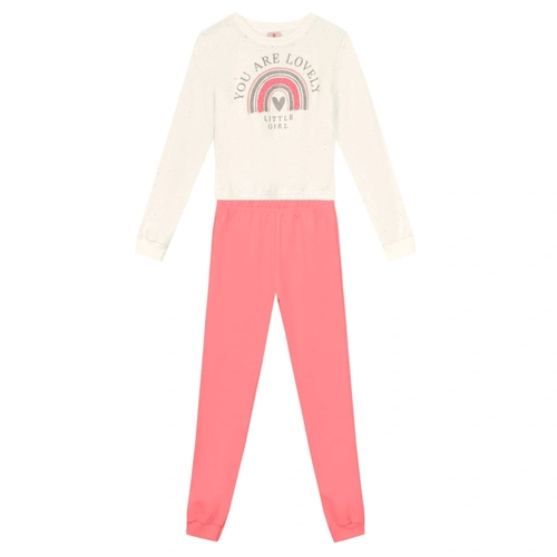 Conjunto Moletom Blusão e Calça Arco Íris Little Girl Rosa Brandili - Feminino