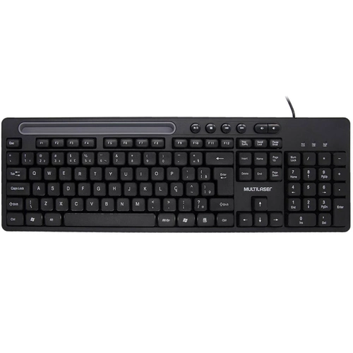 Teclado Multimidia Office Usb Preto Com Apoio para Smartphone Tc262