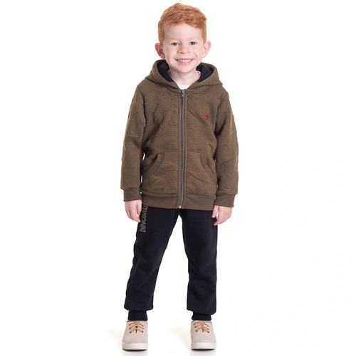 Conjunto Jaqueta Manga Longa Matelassê Verde Randa Mundu - Masculino