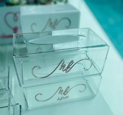 Caixa Luvas/Papel/máscara Cristal - Logo alto relevo inicial ou desenho