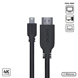 Cabo Mini Displayport x Hdmi 2.0 4K Pcyes 2 Metros cobre - Pmdph4k-2