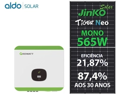 Gerador De Energia Solar Growatt Sem Estrutura Growatt Gf 9,04kwp Jinko Tiger Neo Mono 565w Min 10kw 3mppt Mono 220v