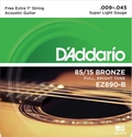 Encordoamento de Aço para Violão Ez890-b 6 Cordas Super Light .009-.045 - Corda Mi Extra