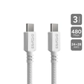Cabo Usb Tipo-c P/ Usb Tipo-c 2.0 - Branco - 3m - Nylon - Pucc2-3b