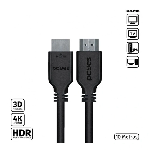 Cabo Hdmi Pcyes 2.0 4K Puro Cobre 10 Metros - Phm20-10