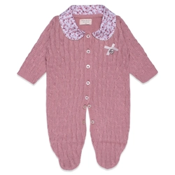 Macacão Manga Longa Tricot com Gola Feminino – Rosa