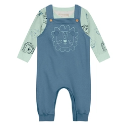 Conjunto Camiseta e Jardineira Leãozinho Azul Brandili - Masculino