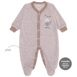 Macacão Manga Longa Bordado Listrado Plush Masculino - Brinquedos Masculinos