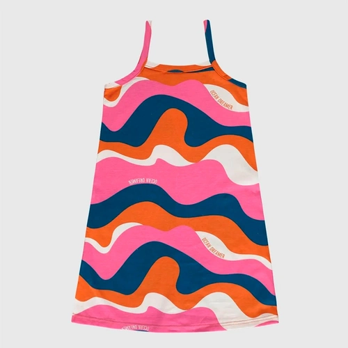 Vestido Alça Fina Malwee Estampa Orgânica Feminino - Colorido