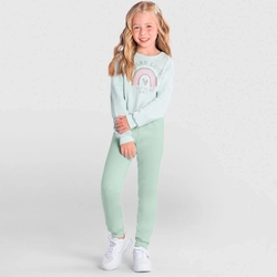 Conjunto Moletom Blusão e Calça Arco Íris Little Girl Verde Brandili - Feminino