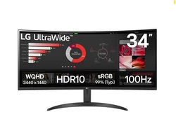 Monitor Lg Ultrawide Curvo Quadhd 2k De 34” Pbp Srgb 99% Hdr10 100hz - 34wr50qk-b