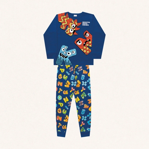 Conjunto Pijama Moletom Peluciado Monster Squad Fakini - Masculino