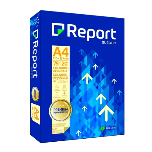 Papel Sulfite A4 75g Resma com 500 Folhas Amarelo Report Suzano