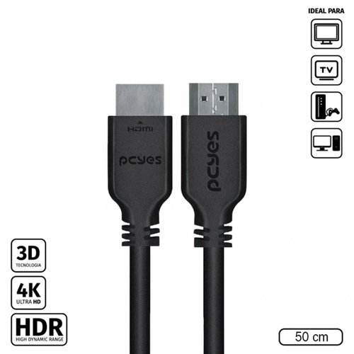 Cabo PCYes HDMI 2.0 4k 28AWG Puro Cobre 50 CM - PHM20-05