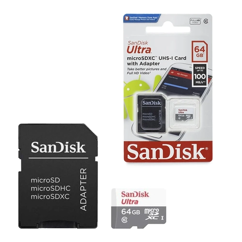 Cartão de memória 64GB Micro SD c/Adaptador SD classe 10 - Sandisk
