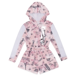 Macaquinho com Capuz e Zíper Estampado Menina Anjo - Feminino