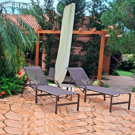 Kit com 2 Espreguiçadeiras Tradicional em Tela Sling com pintura em Alumínio Epóxi Caribe