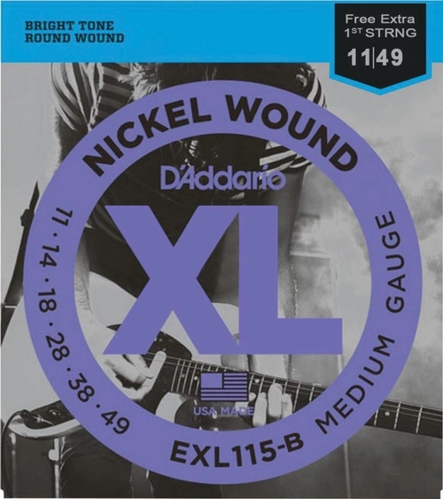 Encordoamento para Guitarra - Exl115 6 Cordas Blues / Jazz / Rock .011-.049 - Corda Mi Extra