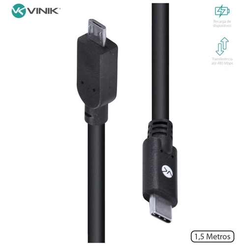 Cabo Usb-c Tipo-c Para Micro Usb-b 2.0 Vinik 1,5 Metros - C20mua-15