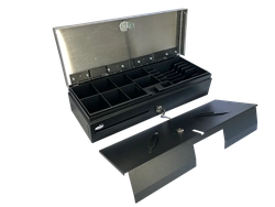 Gaveta de Dinheiro Open Top Metalica Preta com Tampa Inox  - Smak - SKG-170M