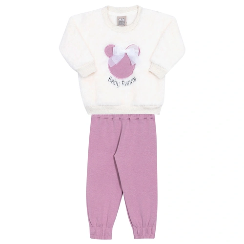 Conjunto Moletom Peluciado Baby Randa Off White Randa Mundu - Feminino