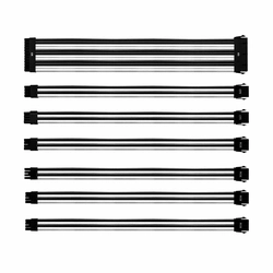 Kit de Cabo de Extensão Cooler Master Sleeved Psu 30 Cm Com Capa de Pvc Branco e Preto - Cma-nest16wtbk1-gl