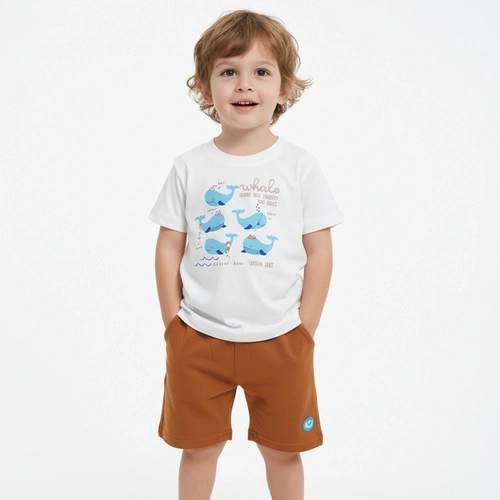 Conjunto Camiseta e Bermuda Moletinho Kamylus Estampado Masculino