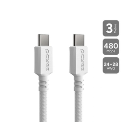 Cabo Usb Tipo-c P/ Usb Tipo-c 2.0 - Branco - 3m - Nylon - Pucc2-3b