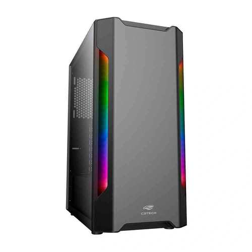Gabinete Gamer C3TECH RGB com Lateral em Vidro - MT-G680SBK
