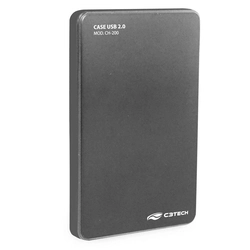 Case Externo C3TECH para HD 2.5 USB 2.0 SATA Preto - CH-200GY