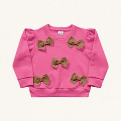 Blusa Moletom Aplique de Laços Fakini - Feminina