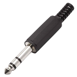 Plug P10 Stereo Metal Com Corpo Plastico Preto