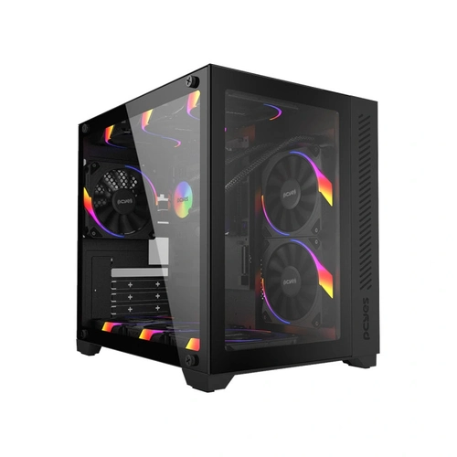 Gabinete Gamer Forcefield Black Vulcan - Frontal e Lateral Em Vidro - Pcyes - Gffbvp