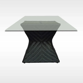 Mesa tampo de vidro em fibra sintética e alumínio  panero 150X150 cm marajó