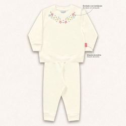 Conjunto Moletom Blusão e Calça Bordado Bebê Fakini - Feminino