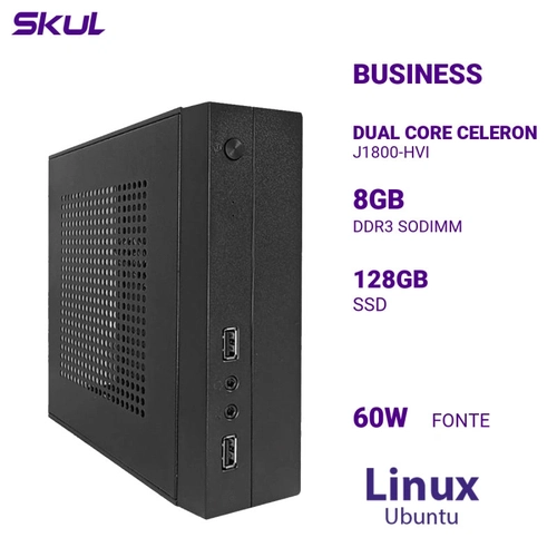 Mini Computador Busines B100 Dual Core Celeron J1800-hvi Mem 8gb Ddr3 Ssd 128gb Fonte 60w Linux Ubuntu