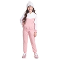 Conjunto Manga Longa Moletom com Capuz Rosa e Branco Randa Mundu - Feminino