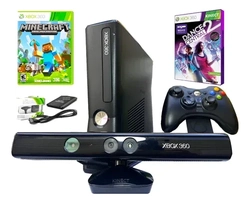 Xbox 360 Slim Original Com Kinect 4gb Acessórios Completo Escolha Seu Jogo Matte Black