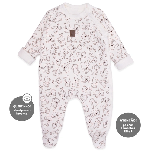 Macacão Manga Longa Forrado Suedine e Soft Unissex – Ursinho Fofo