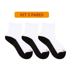 Kit 3 Meias Escolares Cano Médio Branco e Preto Leke - Unissex