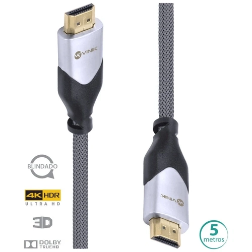 Cabo Vinik Hdmi 2.0 4K Ultra HD 3D Conexão Blindado em Nylon 5 Metros - H20b-5