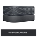Teclado Ergononico Logitech K860 ERGO, Layout US, Descanso de Pulso, Conexao Bluetooth e USB, Sem Fio - 920-009169