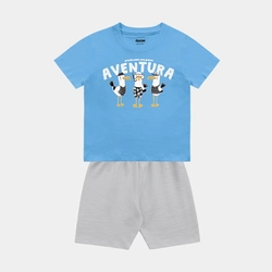 Conjunto Camiseta Manga Curta e Bermuda Prontos Para Uma Grande Aventura Fakini Masculino