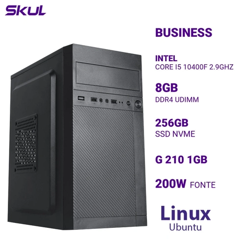 Computador B500 Core I5 10400f 2.9ghz Memória 8gb Ddr4 Ssd 256gb Nvme g 210 1gb  Fonte 200w Linux Ubuntu