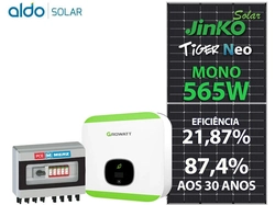 Gerador De Energia Solar Growatt Sem Estrutura Growatt Gf 4,52kwp Jinko Tiger Neo Mono 565w Min 6kw 2mppt Mono 220v