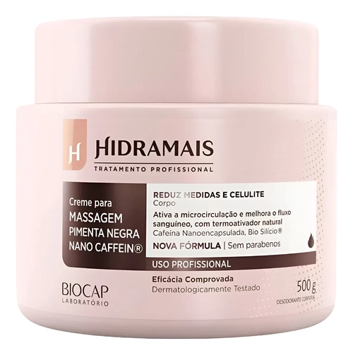Creme Massagem Pimenta Negra Nano Caffein 500gr Hidramais Sauve